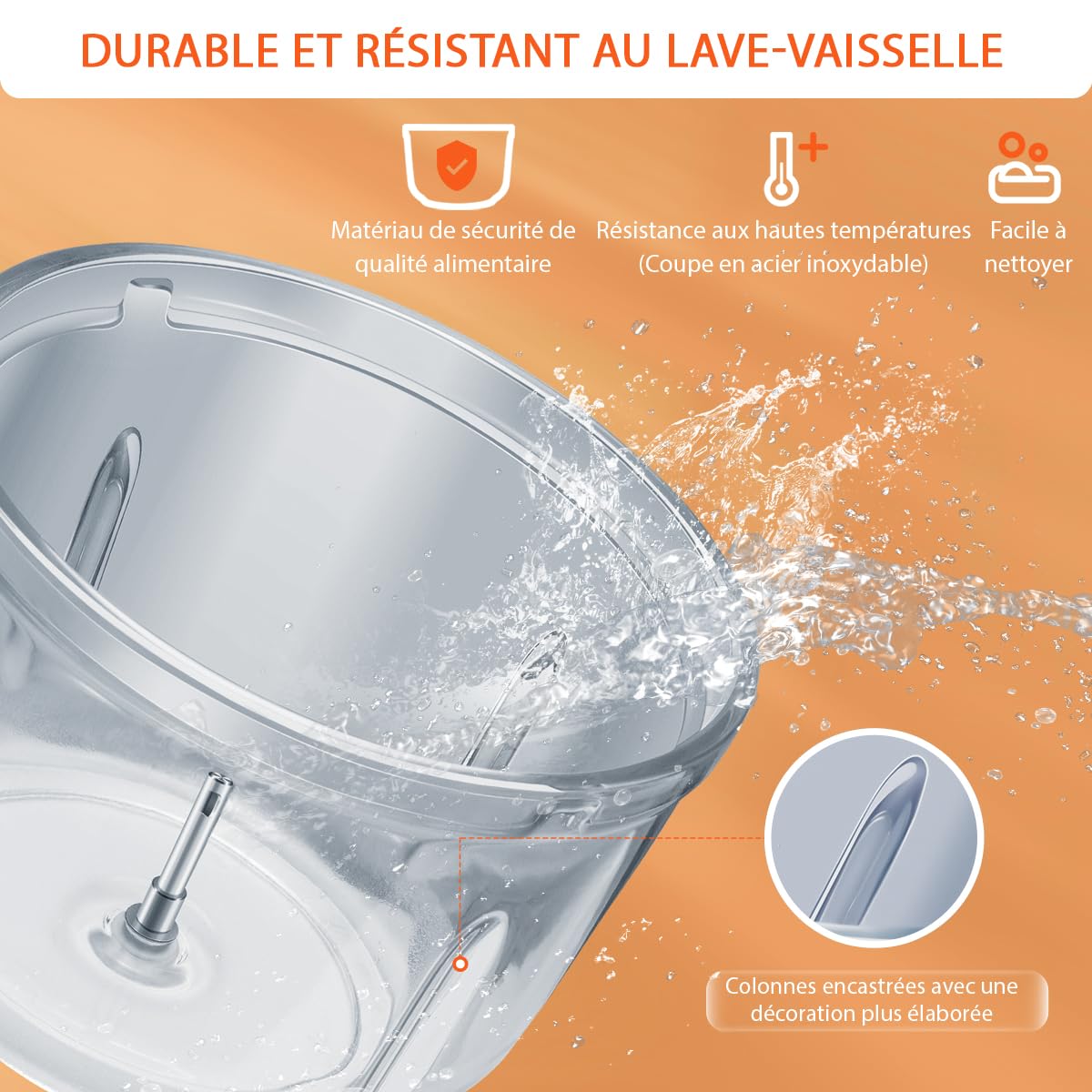 Bear 2L+1.8L Hachoir Électrique En Acier Inox, 600w 2 Vitesses, 4 Lames En Acier Inoxydable